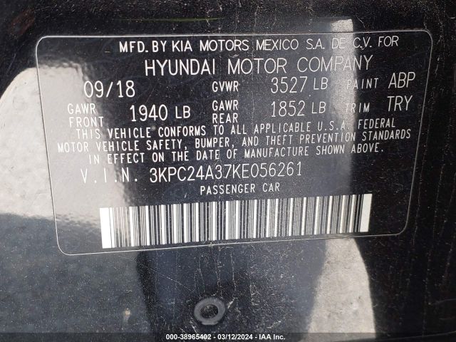 Photo 8 VIN: 3KPC24A37KE056261 - HYUNDAI ACCENT 