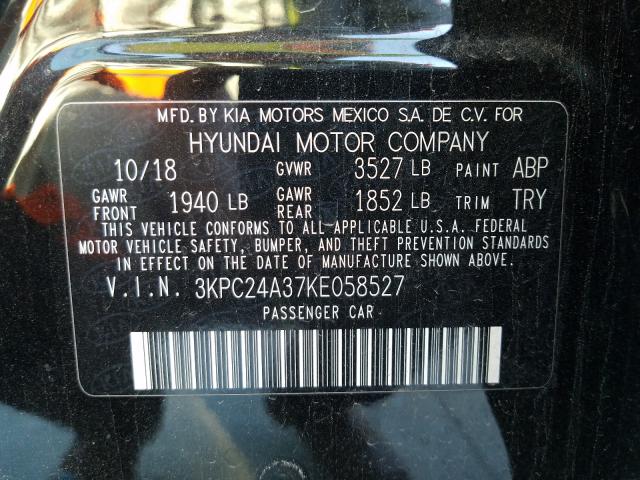 Photo 9 VIN: 3KPC24A37KE058527 - HYUNDAI ACCENT SE 