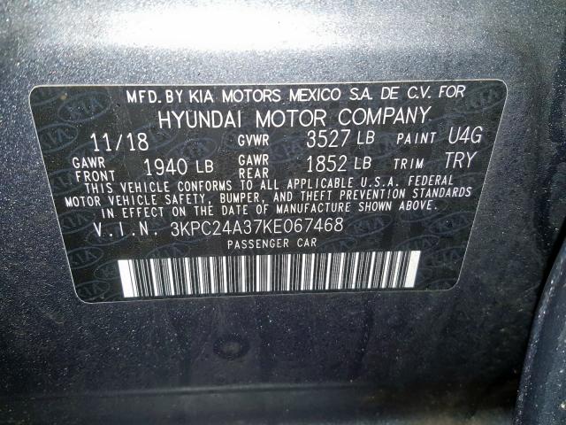 Photo 9 VIN: 3KPC24A37KE067468 - HYUNDAI ACCENT SE 