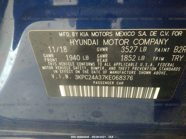 Photo 8 VIN: 3KPC24A37KE068376 - HYUNDAI ACCENT 