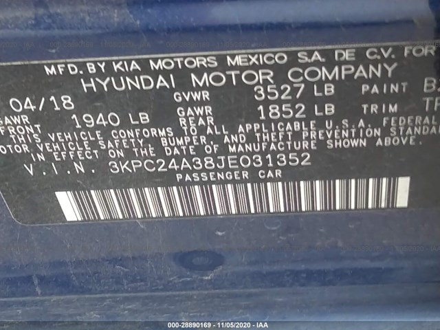 Photo 8 VIN: 3KPC24A38JE031352 - HYUNDAI ACCENT 