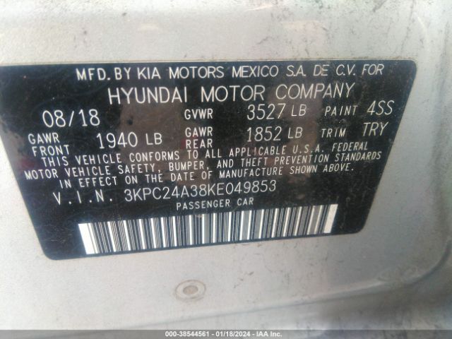 Photo 8 VIN: 3KPC24A38KE049853 - HYUNDAI ACCENT 