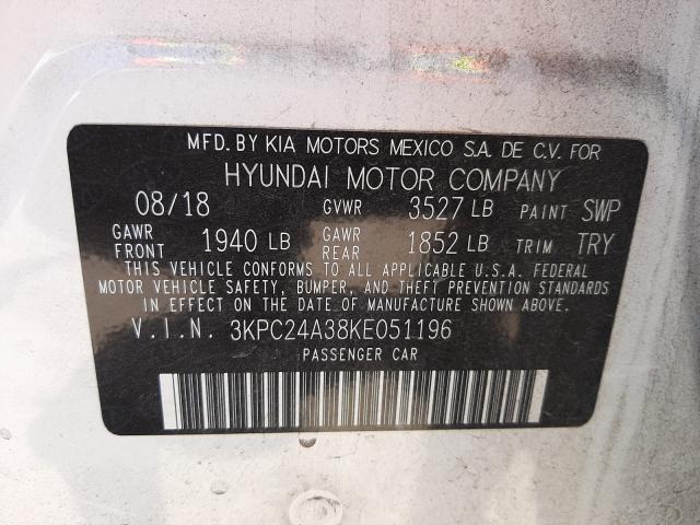 Photo 9 VIN: 3KPC24A38KE051196 - HYUNDAI ACCENT SE 