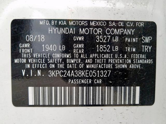 Photo 9 VIN: 3KPC24A38KE051327 - HYUNDAI ACCENT SE 