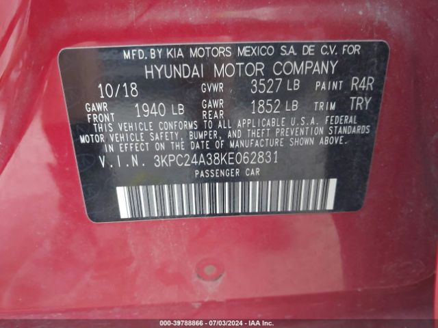 Photo 8 VIN: 3KPC24A38KE062831 - HYUNDAI ACCENT 