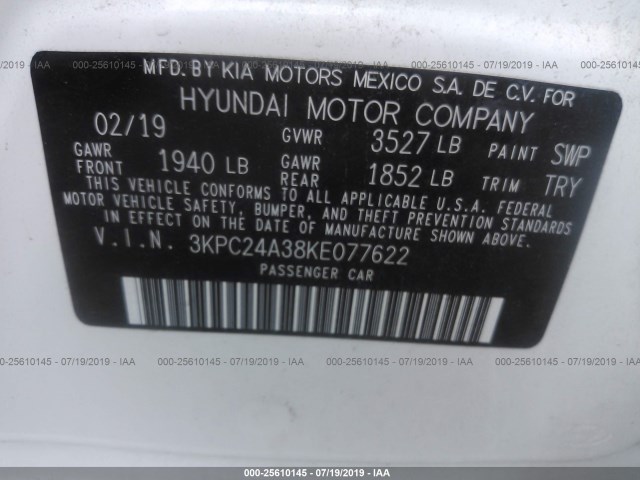 Photo 8 VIN: 3KPC24A38KE077622 - HYUNDAI ACCENT 