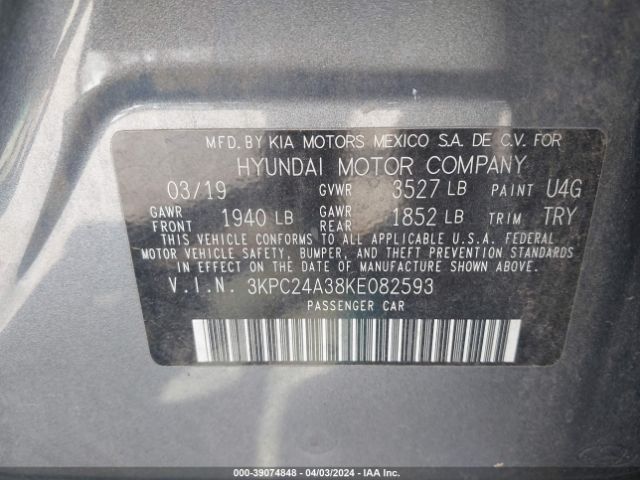 Photo 8 VIN: 3KPC24A38KE082593 - HYUNDAI ACCENT 