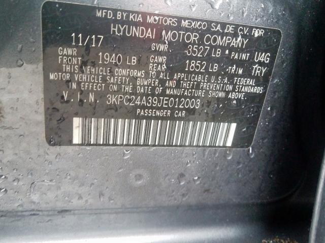 Photo 9 VIN: 3KPC24A39JE012003 - HYUNDAI ACCENT SE 