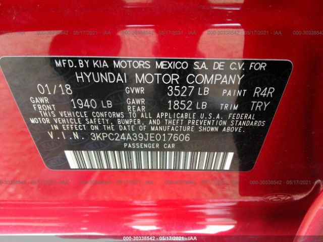 Photo 8 VIN: 3KPC24A39JE017606 - HYUNDAI ACCENT 