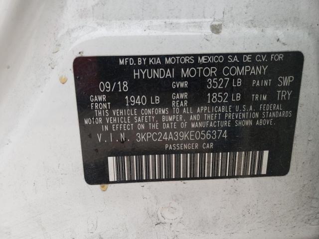 Photo 9 VIN: 3KPC24A39KE056374 - HYUNDAI ACCENT SE 