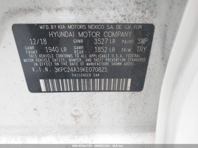 Photo 8 VIN: 3KPC24A39KE070825 - HYUNDAI ACCENT 