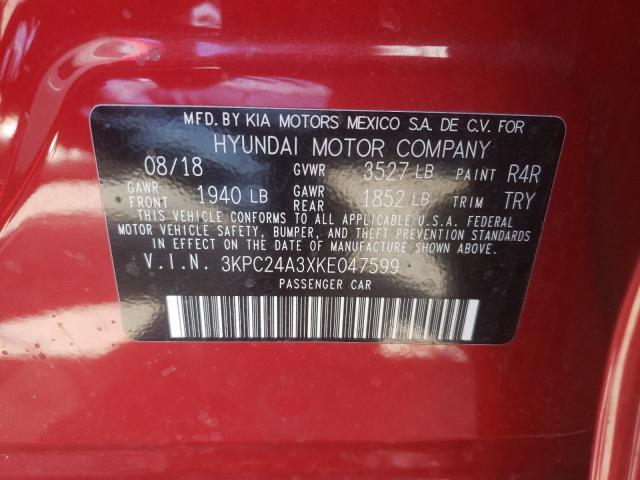 Photo 9 VIN: 3KPC24A3XKE047599 - HYUNDAI ACCENT SE 