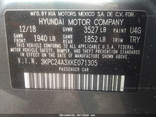 Photo 8 VIN: 3KPC24A3XKE071305 - HYUNDAI ACCENT 