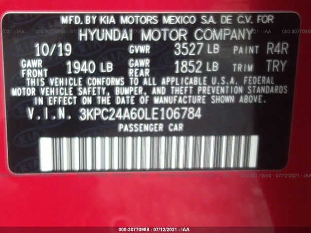 Photo 8 VIN: 3KPC24A60LE106784 - HYUNDAI ACCENT 