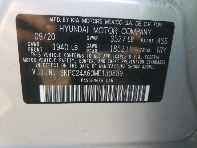 Photo 9 VIN: 3KPC24A60ME130889 - HYUNDAI ACCENT SE 