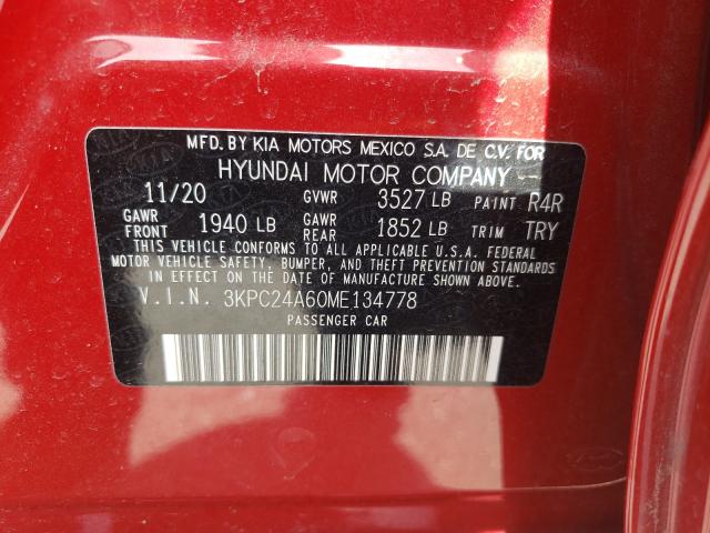 Photo 9 VIN: 3KPC24A60ME134778 - HYUNDAI ACCENT SE 