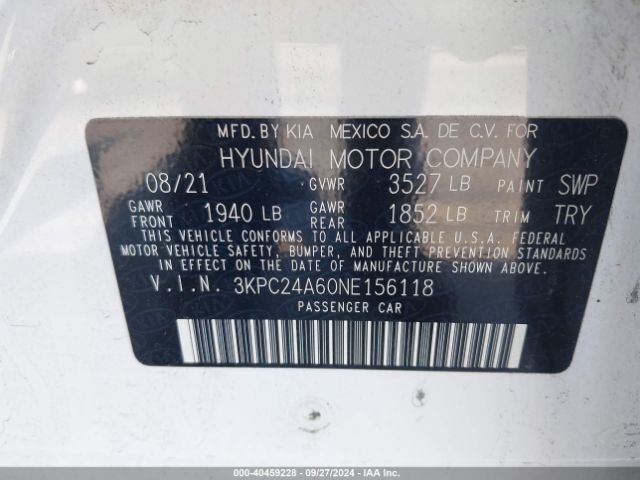 Photo 8 VIN: 3KPC24A60NE156118 - HYUNDAI ACCENT 