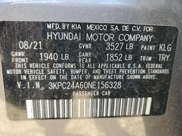 Photo 12 VIN: 3KPC24A60NE156328 - HYUNDAI ACCENT SE 