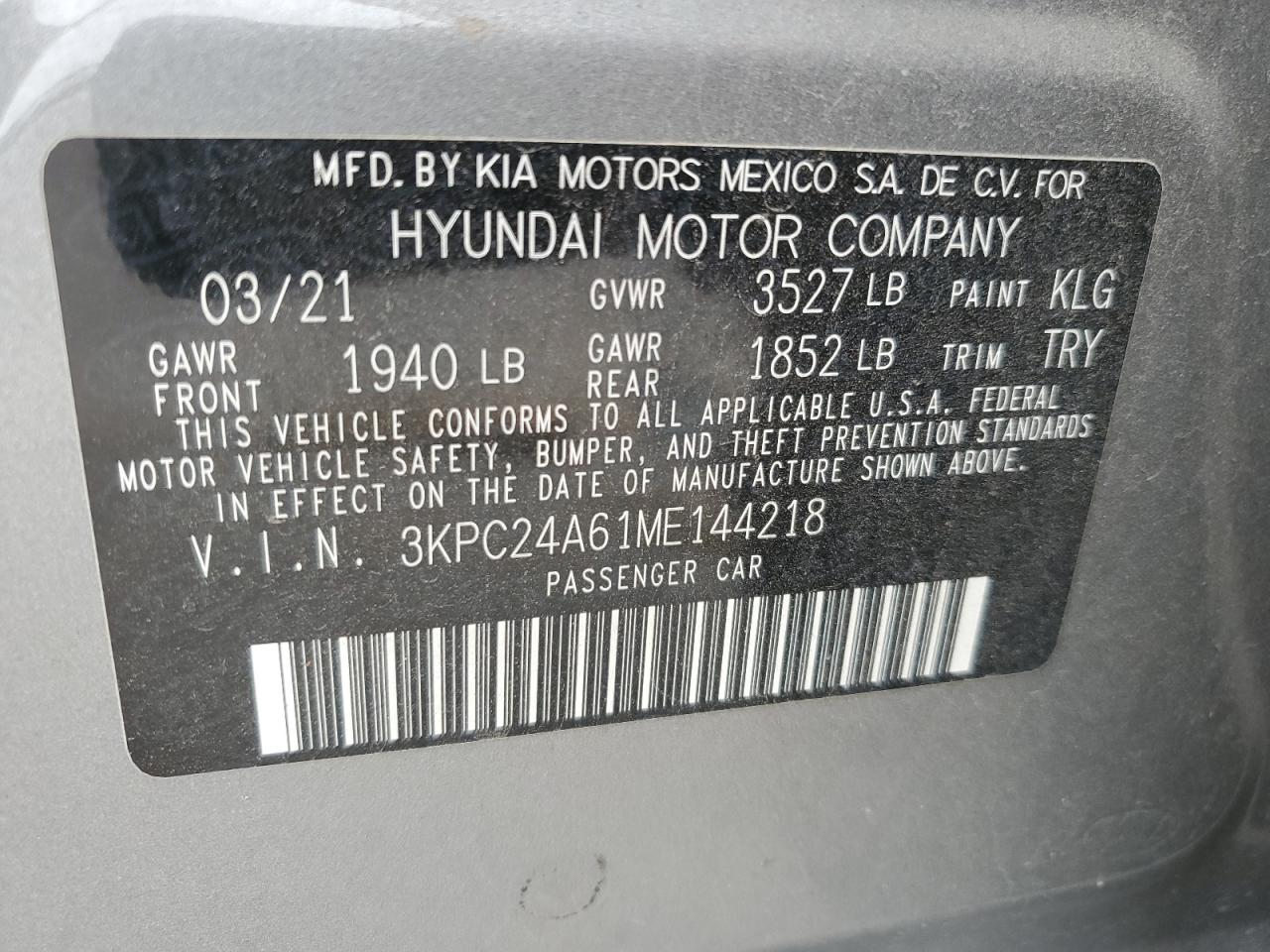 Photo 11 VIN: 3KPC24A61ME144218 - HYUNDAI ACCENT 