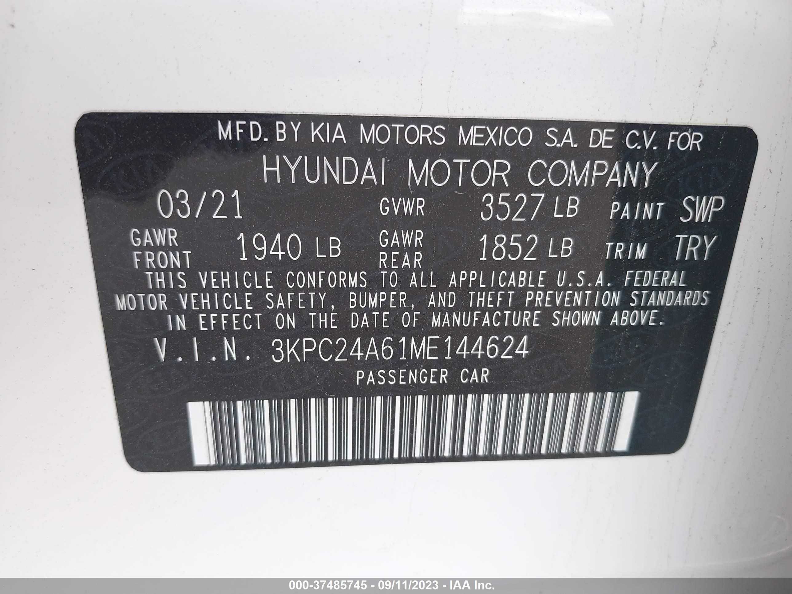 Photo 8 VIN: 3KPC24A61ME144624 - HYUNDAI ACCENT 