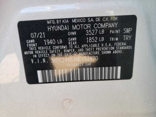 Photo 9 VIN: 3KPC24A61ME152870 - HYUNDAI ACCENT SE 