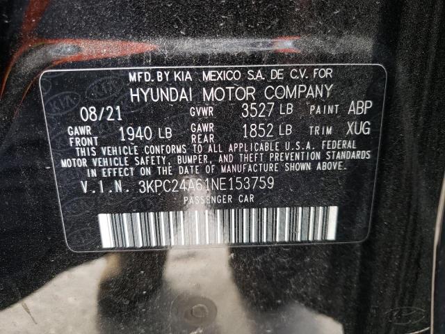 Photo 9 VIN: 3KPC24A61NE153759 - HYUNDAI ACCENT SE 