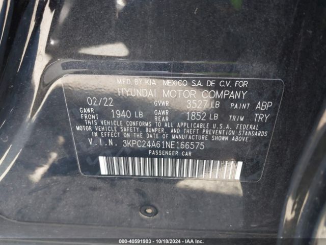 Photo 8 VIN: 3KPC24A61NE166575 - HYUNDAI ACCENT 