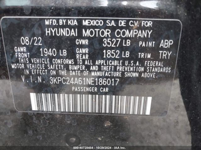 Photo 8 VIN: 3KPC24A61NE186017 - HYUNDAI ACCENT 