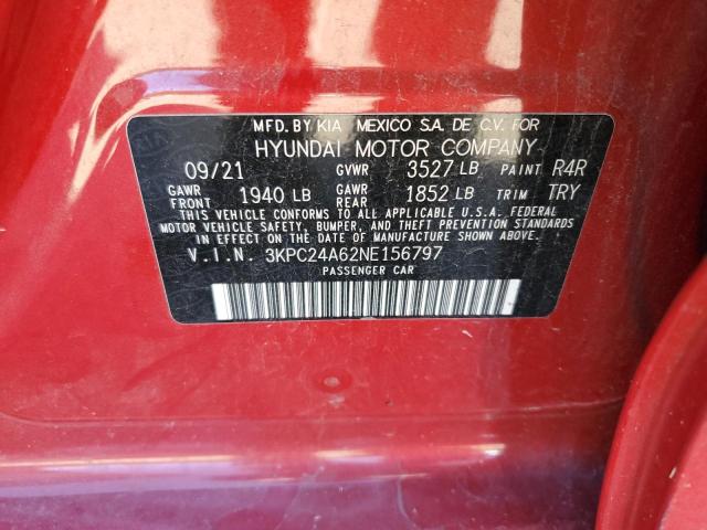 Photo 12 VIN: 3KPC24A62NE156797 - HYUNDAI ACCENT SE 