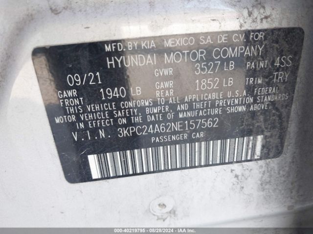 Photo 8 VIN: 3KPC24A62NE157562 - HYUNDAI ACCENT 