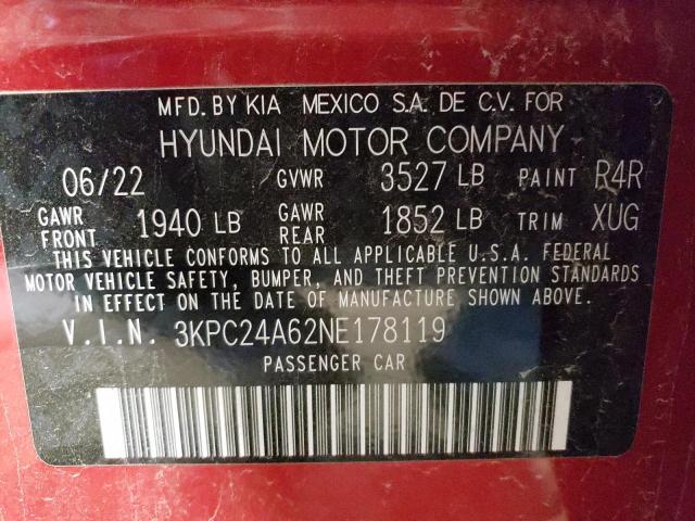 Photo 11 VIN: 3KPC24A62NE178119 - HYUNDAI ACCENT 