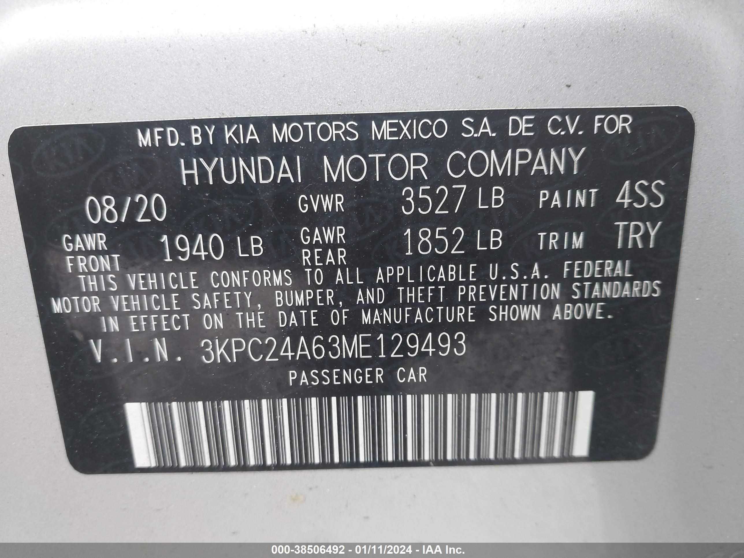 Photo 9 VIN: 3KPC24A63ME129493 - HYUNDAI ACCENT 