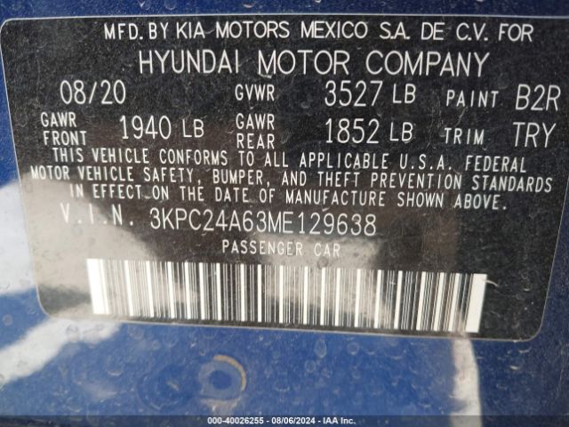 Photo 8 VIN: 3KPC24A63ME129638 - HYUNDAI ACCENT 