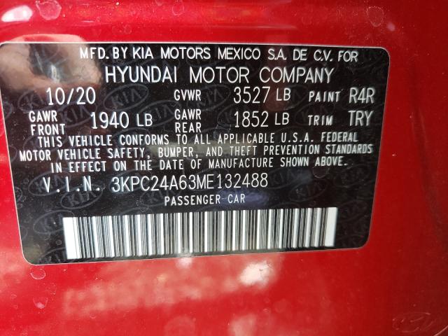 Photo 9 VIN: 3KPC24A63ME132488 - HYUNDAI ACCENT SE 