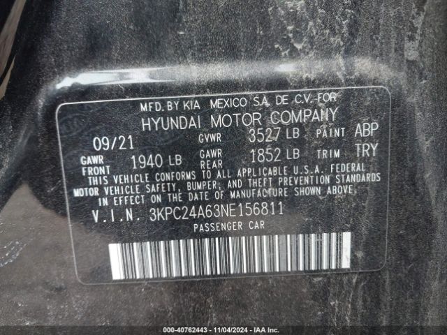 Photo 8 VIN: 3KPC24A63NE156811 - HYUNDAI ACCENT 