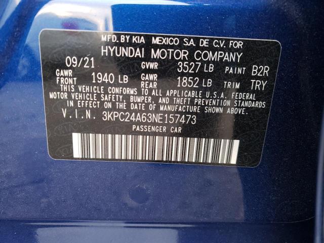 Photo 9 VIN: 3KPC24A63NE157473 - HYUNDAI ACCENT SE 