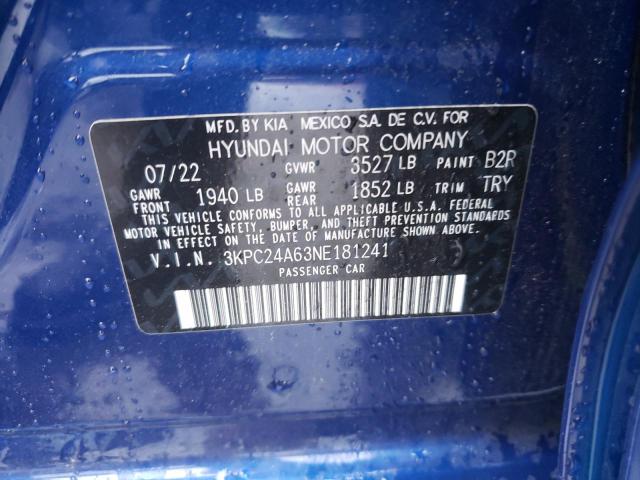 Photo 11 VIN: 3KPC24A63NE181241 - HYUNDAI ACCENT SE 