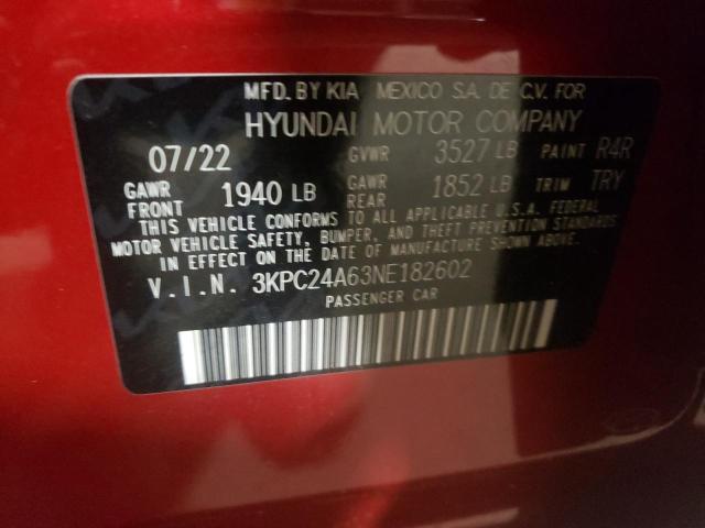 Photo 9 VIN: 3KPC24A63NE182602 - HYUNDAI ACCENT SE 