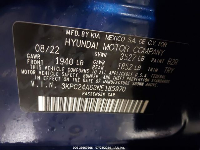 Photo 8 VIN: 3KPC24A63NE185970 - HYUNDAI ACCENT 