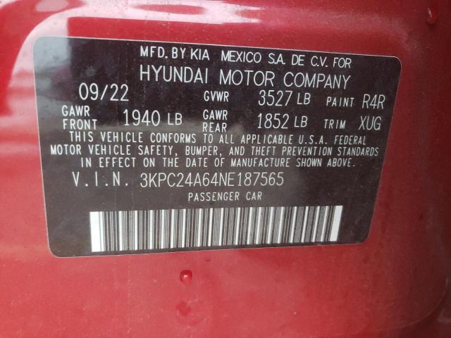 Photo 11 VIN: 3KPC24A64NE187565 - HYUNDAI ACCENT SE 