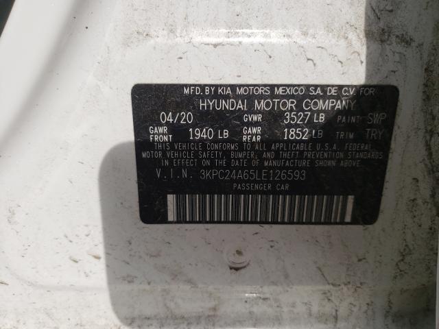 Photo 9 VIN: 3KPC24A65LE126593 - HYUNDAI ACCENT SE 