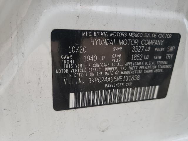 Photo 9 VIN: 3KPC24A65ME131858 - HYUNDAI ACCENT SE 