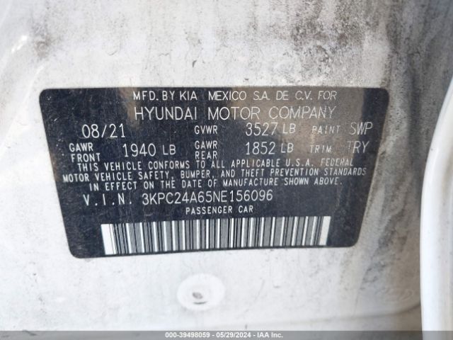 Photo 8 VIN: 3KPC24A65NE156096 - HYUNDAI ACCENT 