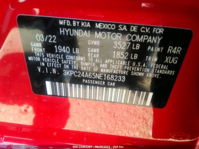 Photo 8 VIN: 3KPC24A65NE168233 - HYUNDAI ACCENT 