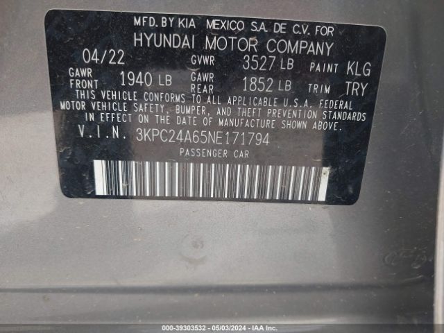 Photo 8 VIN: 3KPC24A65NE171794 - HYUNDAI ACCENT 