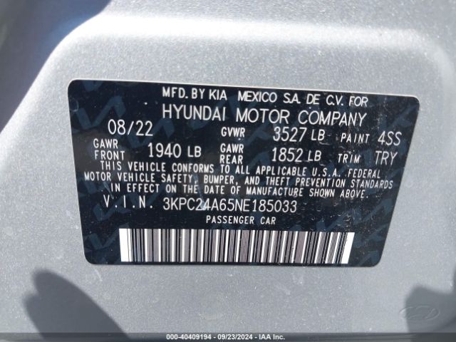 Photo 8 VIN: 3KPC24A65NE185033 - HYUNDAI ACCENT 