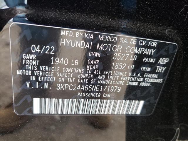 Photo 9 VIN: 3KPC24A66NE171979 - HYUNDAI ACCENT SE 