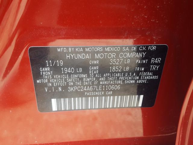 Photo 9 VIN: 3KPC24A67LE110606 - HYUNDAI ACCENT SE 