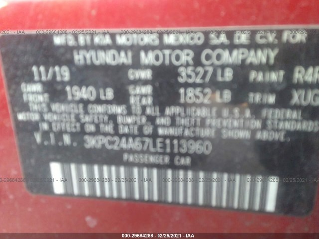 Photo 8 VIN: 3KPC24A67LE113960 - HYUNDAI ACCENT 