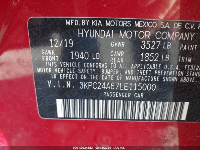 Photo 8 VIN: 3KPC24A67LE115000 - HYUNDAI ACCENT 